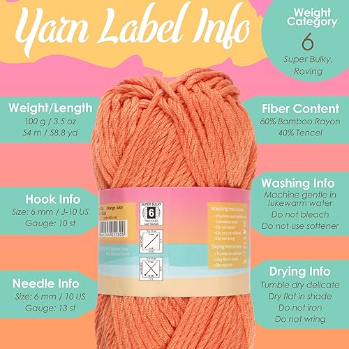 Miniatura 5 de JubileeYarn - Ovillo de estambre deliciosamente regordete de 3.53 onzas por madeja de bambú súper grueso, color amarillo pastel, 2 madejas