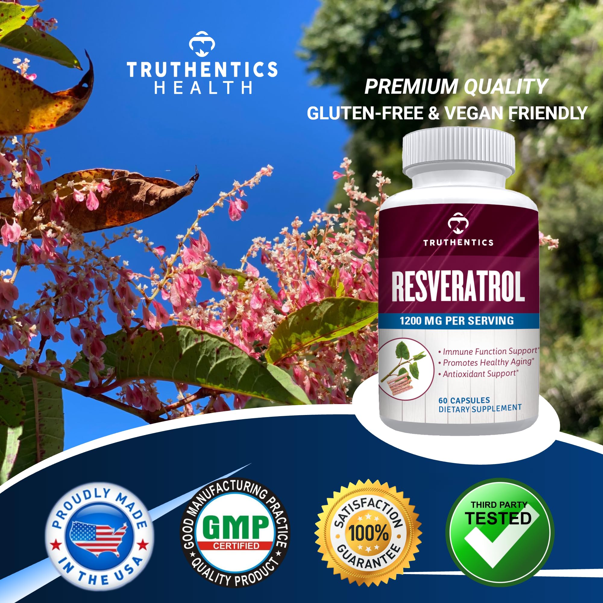 TRUTHENTICS Resveratrol Supplement 1200mg, 60 Vegan Capsules — Amazon image 6