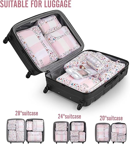 Miniatura 6 de Veken Juego de 8 cubos de embalaje para niños de viaje, accesorios esenciales de vacaciones en la playa para cruceros, bolsas organizadoras