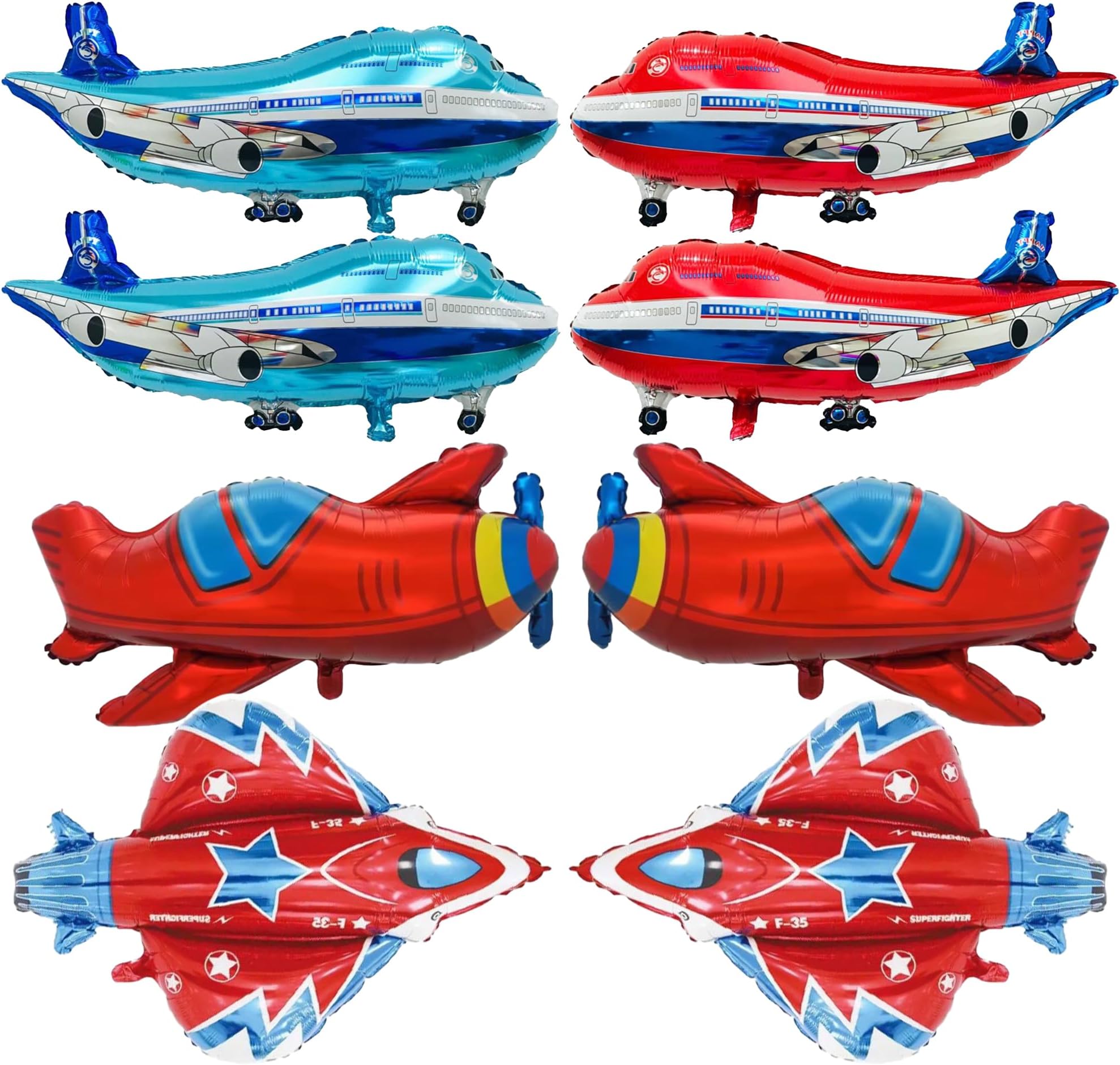 Airplane Birthday Decorations for Boys Birthday Party, Red Airplane Foil Balloons, Fighter Jet Balloons for Kids Flying Aircraft PartySupplies Baby Shower