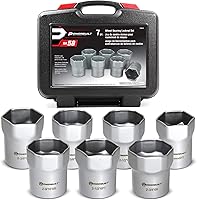 Vista 1 de Powerbuilt 648642 - Juego de llaves de tuerca de seguridad para rodamientos de rueda, kit de herramientas de extracción de 7 piezas, hexagonal