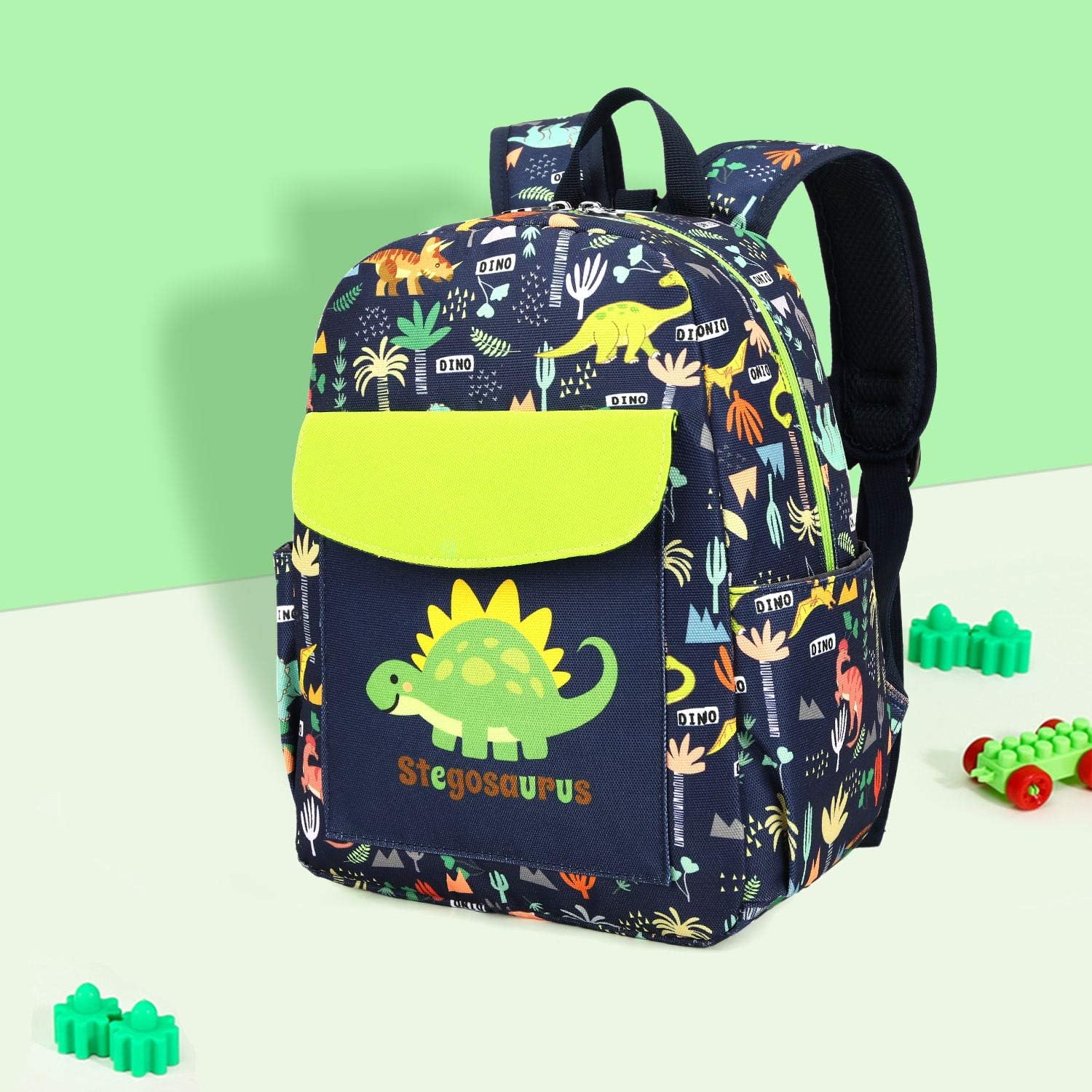 willikiva Cute Zoo Little 2d Backpack Kid Backpacks for Girls and Boys Toddler Backpack Waterproof Preschool Safety Harness Leash(Green Dinosaur) - Image 4