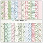 Scrapbook Paper Boho Patterned Paper for Scrapbooking, Double Sided Floral Decorative Craft Papers, MIATTCLD 24 Sheets Scrapbook Background Papers for Photo Album Journal Decor (Pink, 12x12 IN)