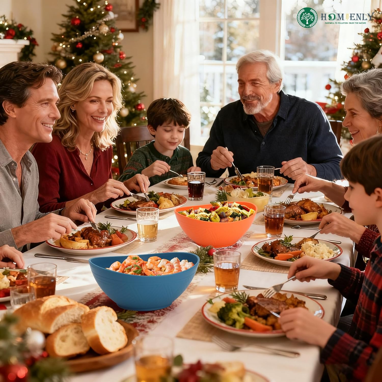 Homienly 60oz Wheat Straw Bowls Set of 6 Salad bowls Large Capacity Popcorn Bowl Unbreakable Serving Bowls Microwave & Dishwasher Safe Bowl Set Alternative for Plastic Bowls for Kitchen - Multi-colors - Image 8