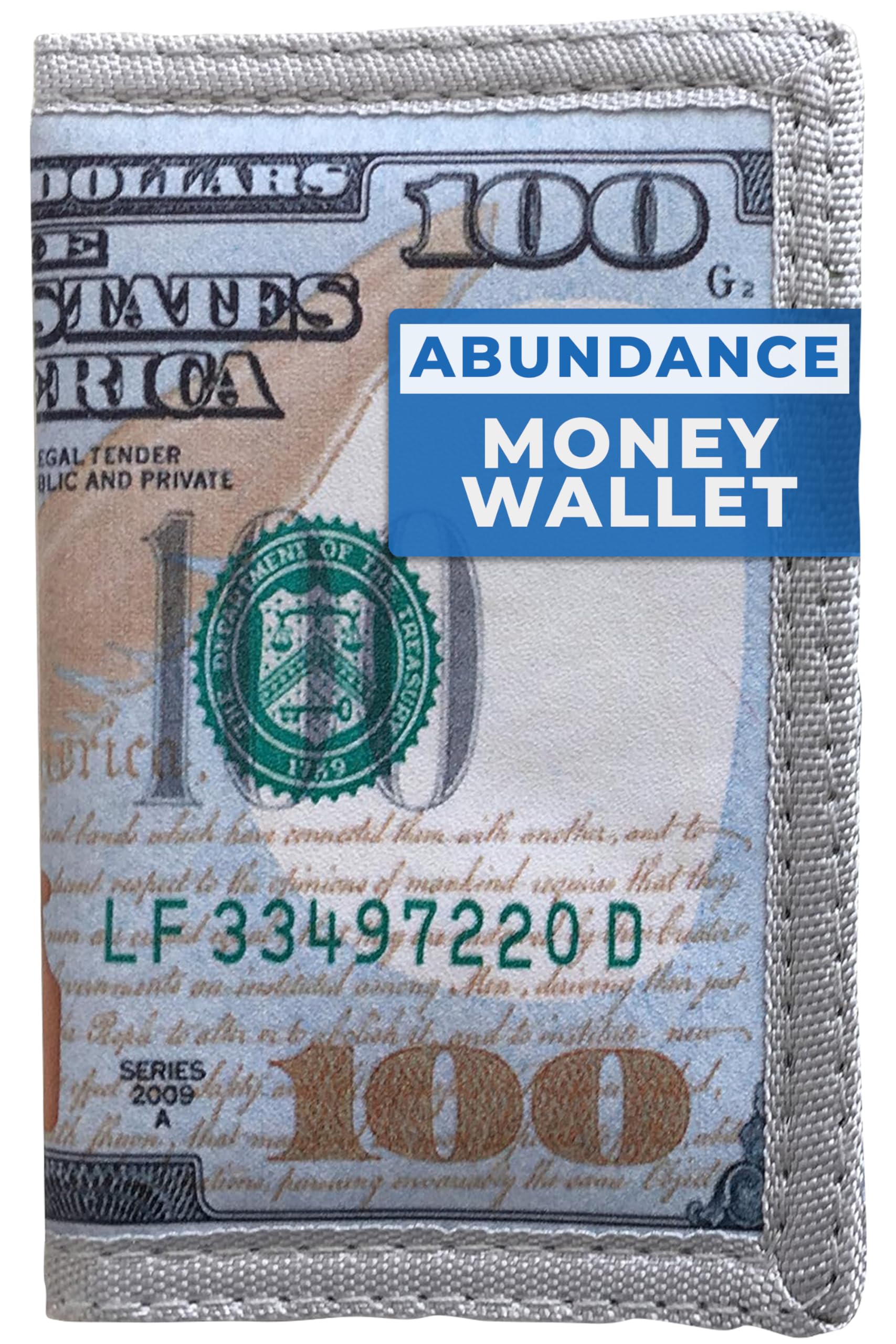 LUCKBOOSTIUM 100 Dollar Bill Wallet - Trifold US Money Wallet for Men & Women, Leather Money Holder with Card Slot & ID Window - Slim, Lightweight,