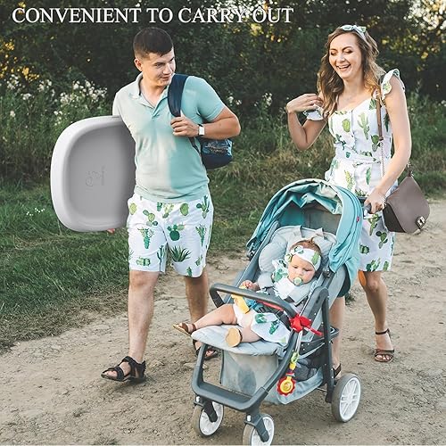 Miniatura 8 de Bellababy Cambiador de bebé, impermeable y antideslizante, suave, fácil de limpiar, ligero, portátil, poliuretano (PU), 27.6 * 19.2 * 2.9, gris