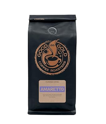 Good As Gold Coffee Roasters - Amaretto Flavored Whole Bean Coffee, 12 Oz