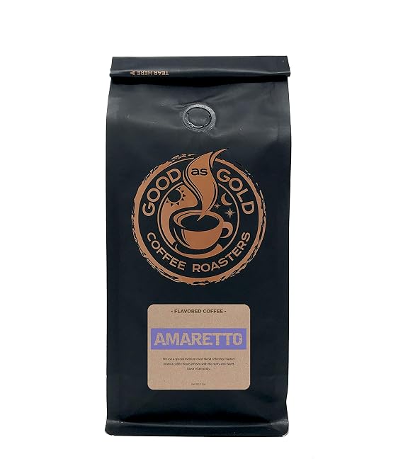 Good As Gold Coffee Roasters - Amaretto Flavored Whole Bean Coffee, 12 Oz