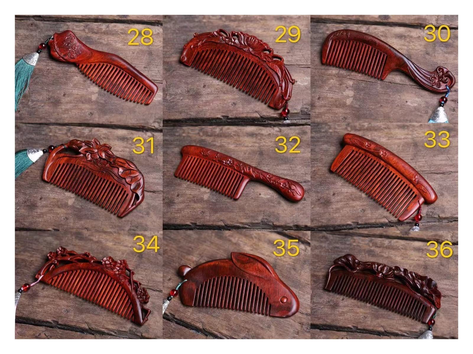 Rotes Sandelholz schnitzen massiv Holz Kamm Friseur gerade Haare Kamm Hochzeitsfestivalgift Kamm (Color : M)