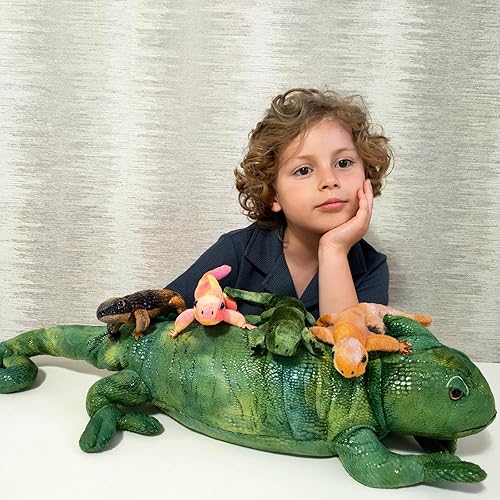 Miniatura 5 de 5 piezas de peluche de lagarto gigante, 27 pulgadas, madre iguana de peluche con 4 peluches de lagarto bebé, juguete de peluche de dragón barbudo