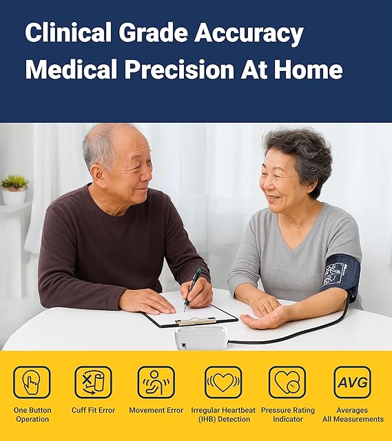 A&D Medical Blood Pressure Monitor for Home Use, UA-767F, Wide-Range Cuff (8.6-16.5/22-42cm), 4 User, Easy to Use, Body Movement & Cuff Fit Detection Error, Batteries, Carrying Case