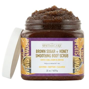 Brown Sugar & Honey Body Scrub - Exfoliating & Hydrating Sugar Scrub With Collagen and Dates to Help Revive, Smooth, and Soften For Radiant Skin, Body Care Exfoliator & Cleanser, 21 oz