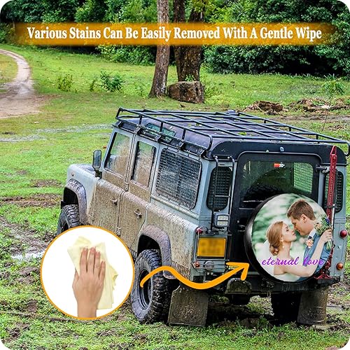 Miniatura 9 de Cubierta personalizada para neumáticos de repuesto, personaliza tu logotipo con texto y foto, impermeable, a prueba de polvo, protectores