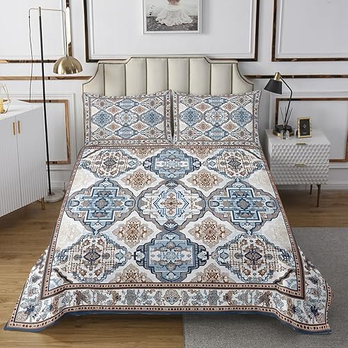 Miniatura 10 de Erosebridal Juego de ropa de cama oriental tamaño King, vintage, juego de colcha persa terracota, juego de colcha estética hippie, juegos de cama de