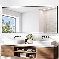 Vista 40 de Espejo de Baño de 30" x 36", Espejo de Pared Negro Mate con Marco de Metal, Espejo Rectangular Decorativo de Tocador para Dormitorio Baño Sala