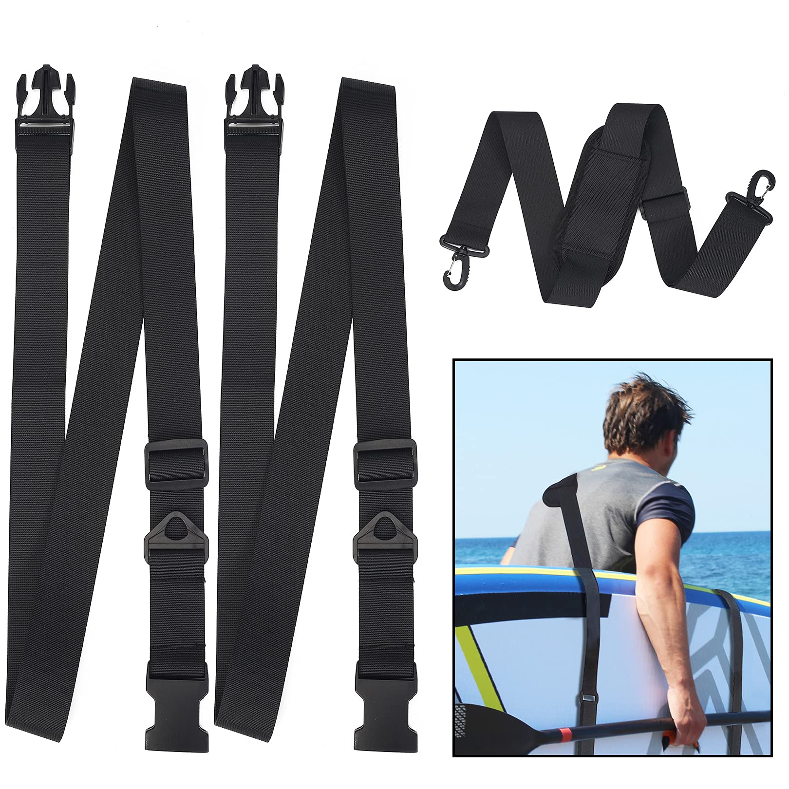 Sangle De Transport Pour Planche De Surf – Réglable En Nylon, Bandoulière Rembourrée, Mains Libres Pour SUP, Kayak, Canoë