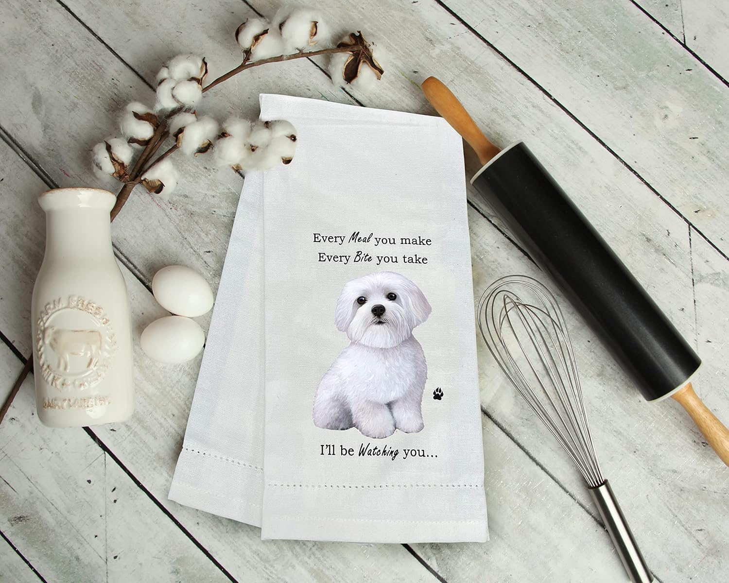 E&S Imports Maltese Kitchen Towels - Soft, Highly Absorbent - Maltese Gifts - Reusable - Quick Drying - 100% Natural Cotton - Image 5