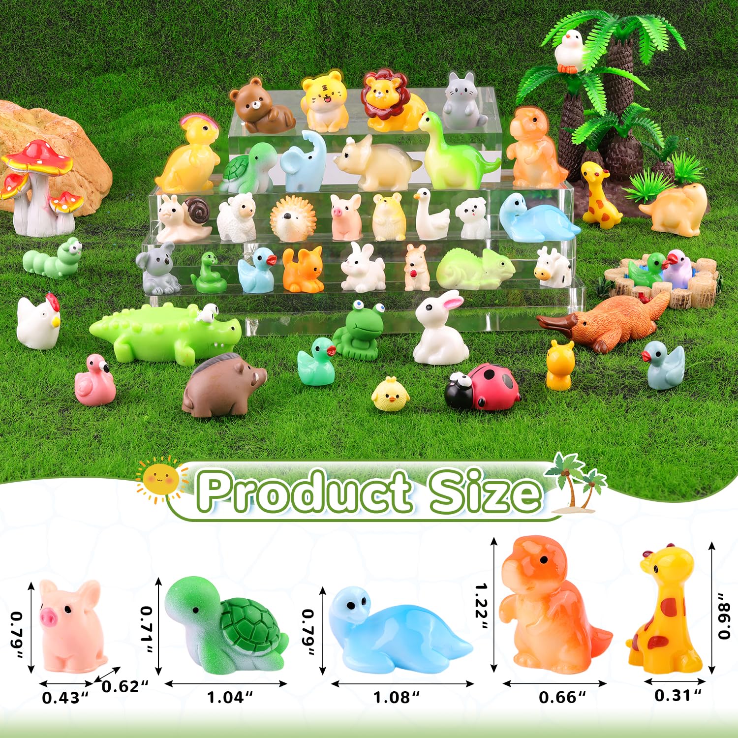 Pack De 35 Figuras De Resina De Capibaras Y Ositos – Mini Animales De 16 A 28 Mm Para Jardín, Terrario, Maquetas Y Decoración