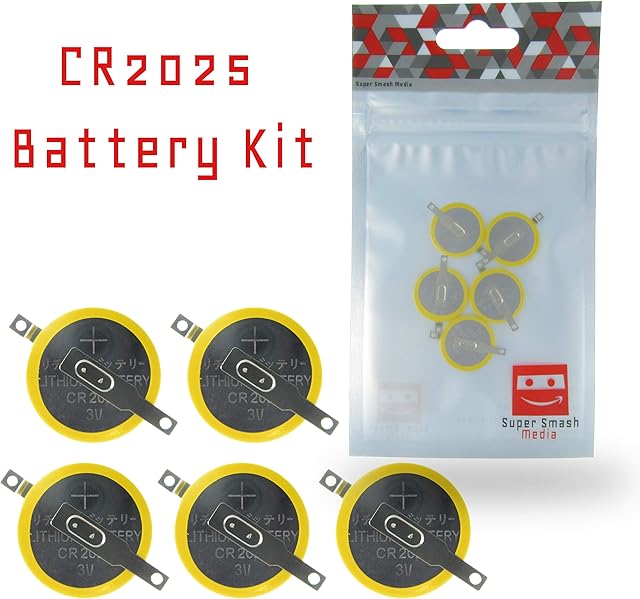 SuperSmashMedia® - 5 x GameBoy Battery CR2025 Replacement with Tabs for Pokemon Gold / Silver / Red /Blue [5 Pack]