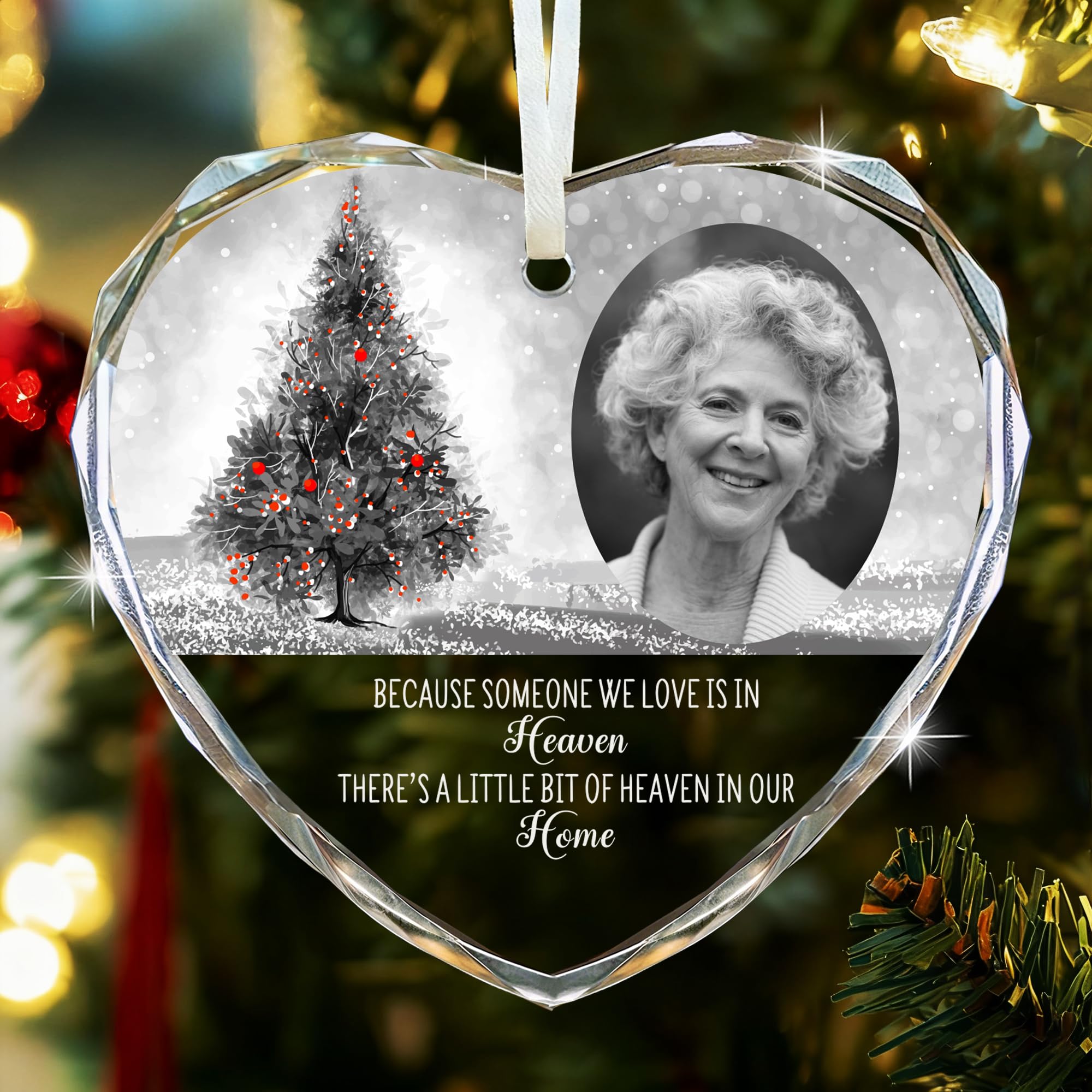 Personalised Memorial Christmas Bauble Custom Christmas Baubles Ornaments Gifts Xmas Tree Decorations In Loving Memory Hanging Xmas Keepsake Acrylic for Your Loved Ones (Design 4, Heart)