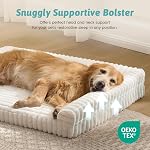 COZY KISS Ultra Soft Faux Lit en fourrure de lapin pour chiens extra grands – Couvercle de mousse orthopédique 48"x35" amovible & Doublure imperméable, Crème