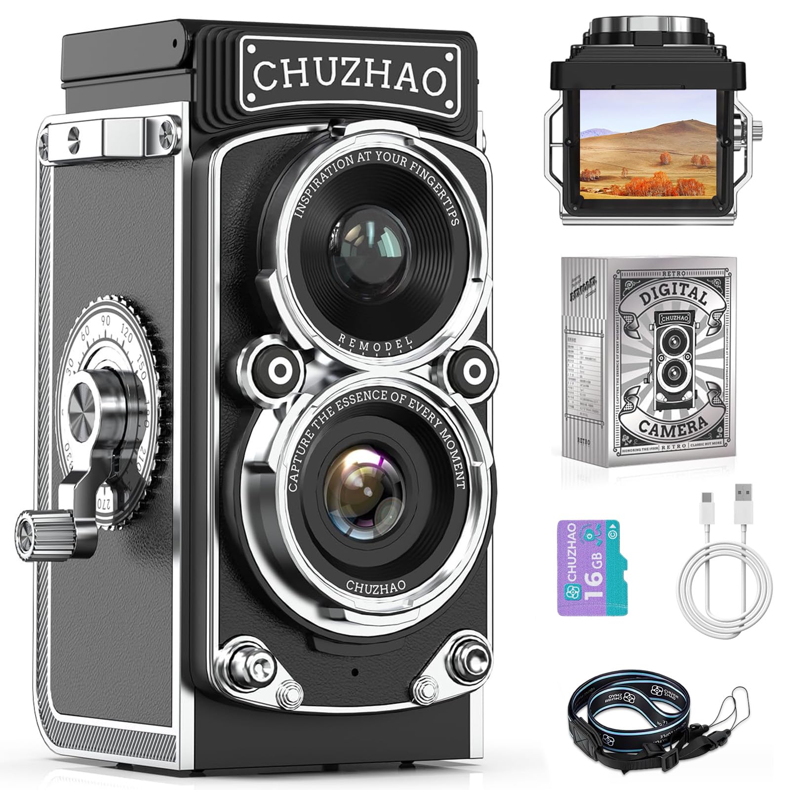 Mini Fotocamera Digitale Retrò, Fotocamera Portatile Con Scheda Da 16 GB, Video Fhd 1080P 12 MP, Autofocus Retrò, Usb, Compatta Vintage, Fotocamera Digitale Per Principianti, Adolescenti, Bambini