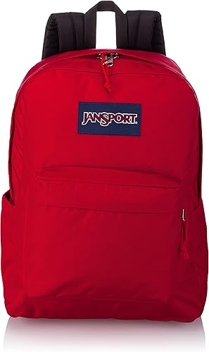 JanSport - Mochila Superbreak Plus para escuela, trabajo, viajes o para la laptop, con bolsillo para botella de agua, estampado Red Tape