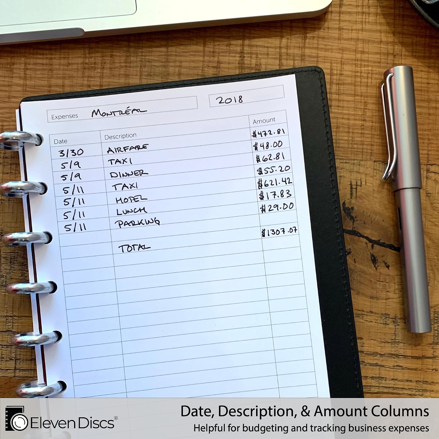 Eleven Discs Discbound Paper, Junior Size Expense Log Sheets - Premium 120gsm Heavyweight Notebook & Planner Refills - 8 Discs, 5.5 x 8.5 in - Punched for Circa, Arc, TUL (50 Sheets) image 3