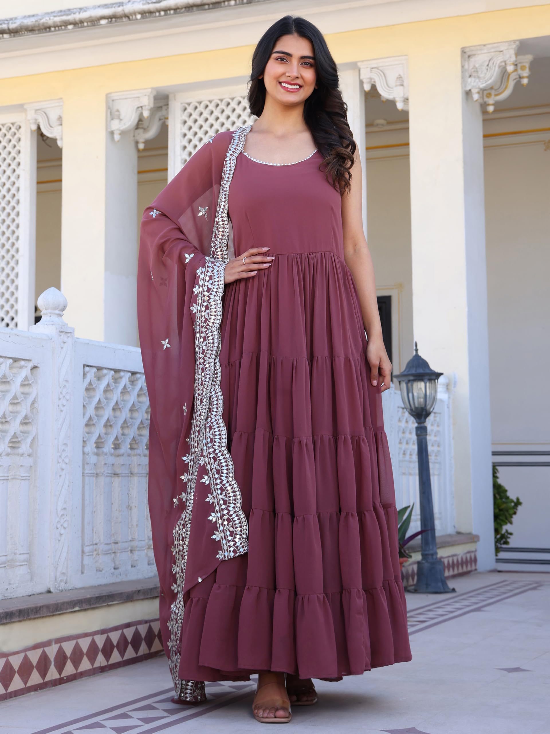 Fashion Basket Pink Georgette Anarkali Kurta For Women