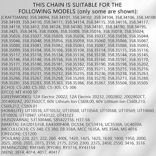 Miniatura 6 de O-CONN Paquete de 4 cadenas de motosierra de 16 pulgadas, paso LP de 38 pulgadas, calibre 050 pulgadas, 56 eslabones de transmisión para Echo,