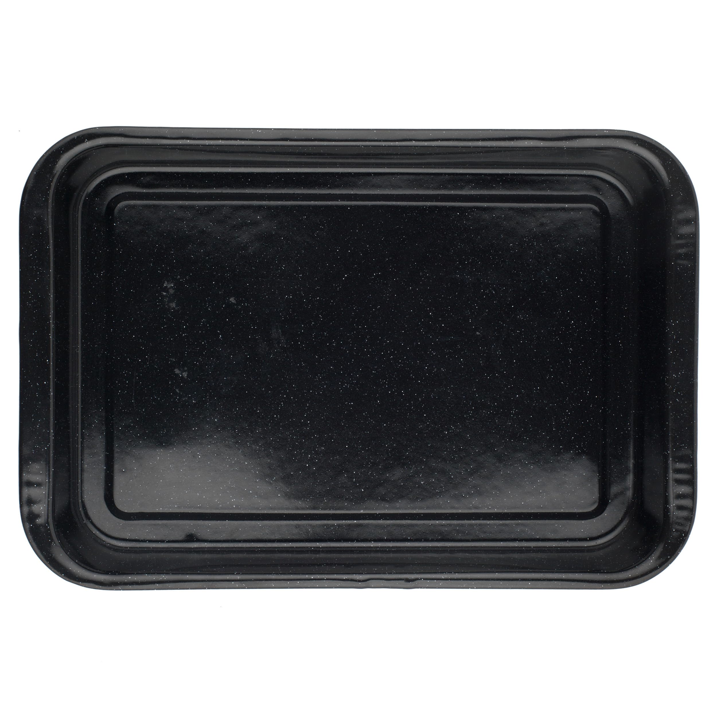 Russell Hobbs CW12611 Romano Vitreous Durable Enamel Roaster, 36 cm, Black, Dishwasher Safe, Rectangular Roasting Tin for Vegetables and Meat, Oven Safe Up To 230 Degrees, 36 x 25 x 4 cm