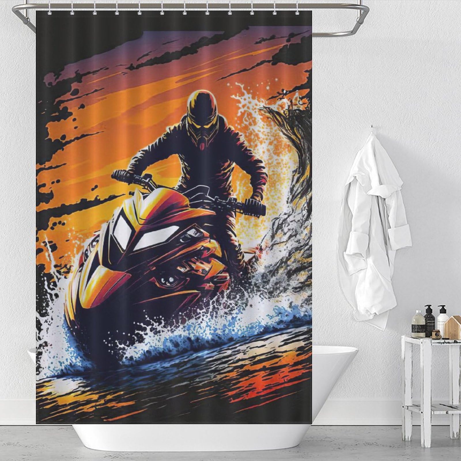 Rideau de douche motor bateau en polyester lavable 122x183cm
