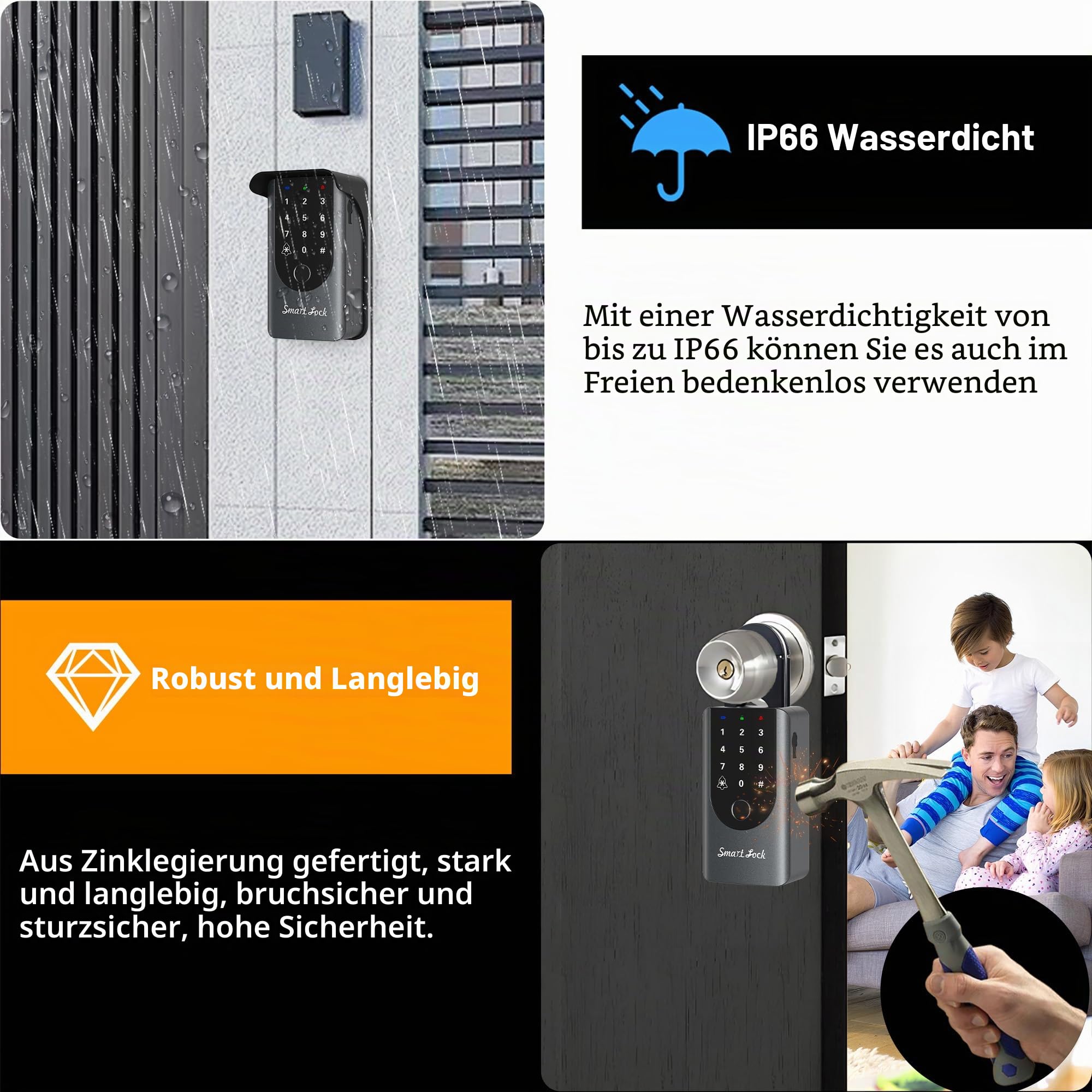 Smart Fingerabdruck Schlüsselschloss Box, IP66 Wasserdicht Outdoor Safe mit Türklingel