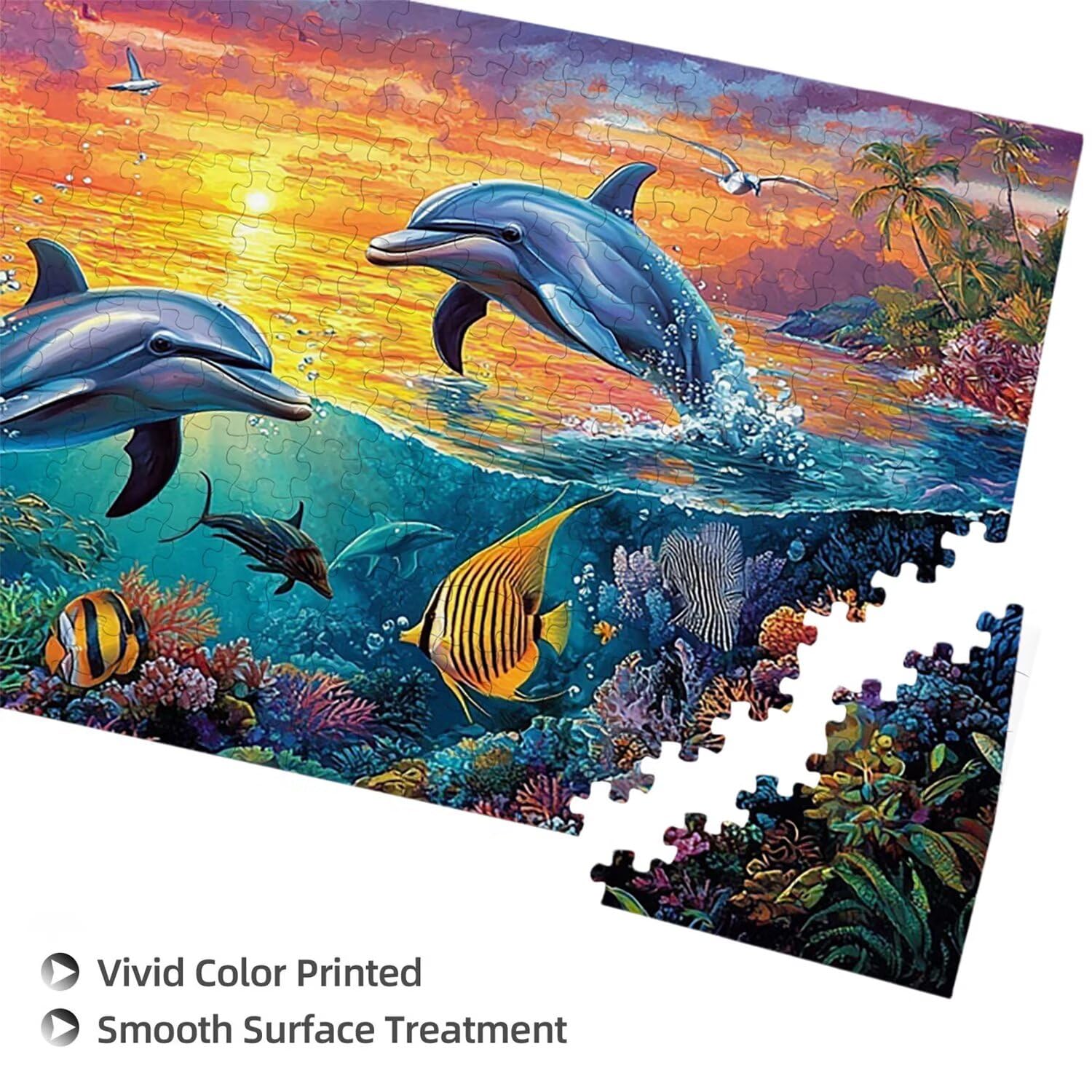 Puzzle dla dorosłych 900 elementów delfiny koralowe 87 x 34 cm niemożliwe trudne wyzwanie, puzzle dla dorosłych gra edukacyjna wyzwanie zabawki 900 elementów puzzli dla dorosłych, kreatywna rozrywka
