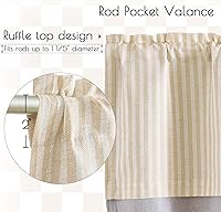 Vista 7 de jinchan Cenefa de Lino a Rayas para Ventanas de 16 Pulgadas Cortinas Opacas para Ventana Pequeña Estilo Granja Cenefa de Doble Capa para Sala