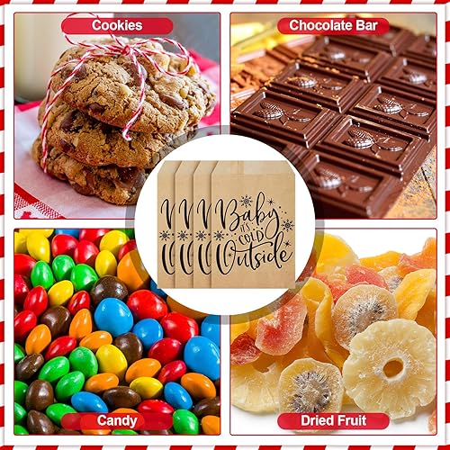 Miniatura 7 de 200 bolsas de galletas Baby It's Cold Outside para galletas, bolsas de papel de barra de cacao caliente, bolsas de chocolate para dulces, bolsas de