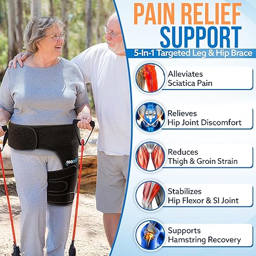 Miniatura 2 de Soporte de cadera 5 en 1 para mujeres y hombres, dispositivos de alivio del dolor de ciática  Ajustable para la ingle, flexor de la cadera para un