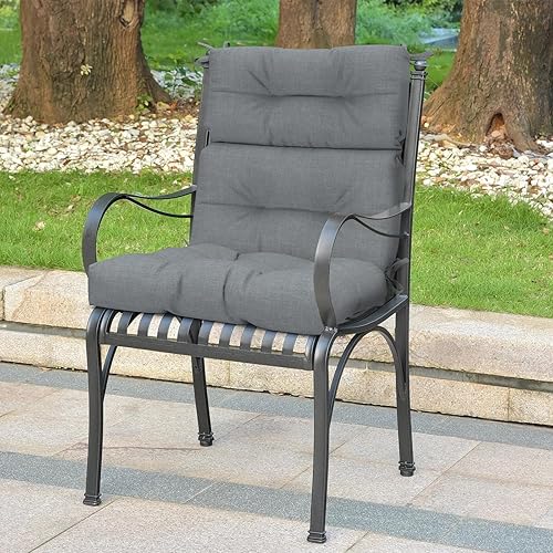 Miniatura 2 de LVTXIII Cojines de respaldo alto copetudos para exteriores, cojín de asiento y respaldo sólido esponjoso con lazos, cojín de repuesto para muebles