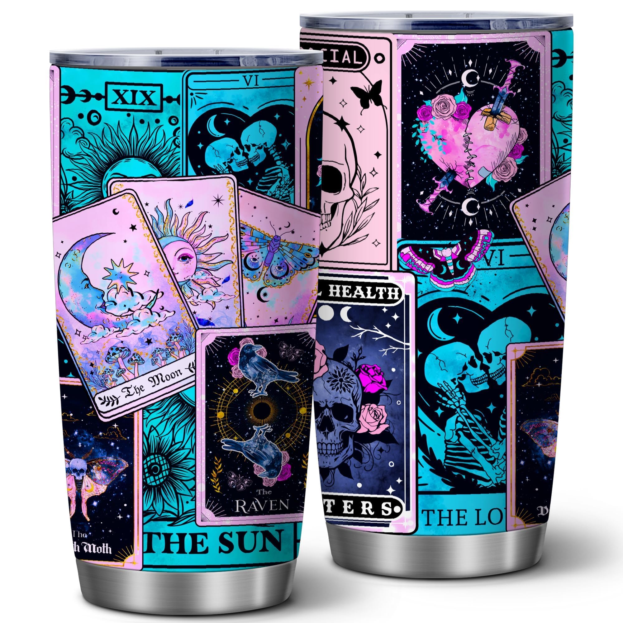 Goth Skull Sun and Moon Tarot Cards Tumbles,20 Oz ...