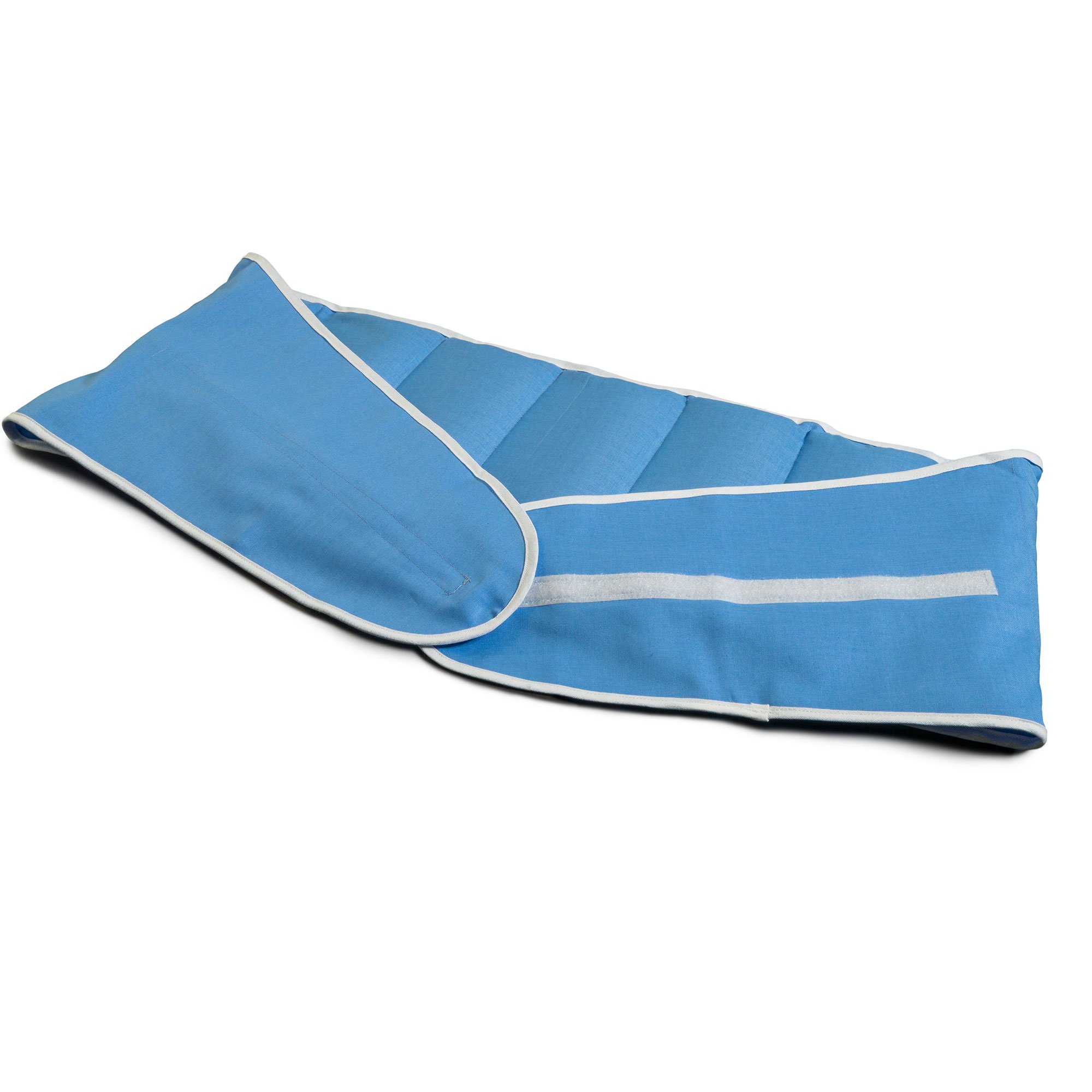 Traubenkernkissen zum Umbinden - Gürtel mit Klettverschluss ca. 135cm - 7-Kammer Wärmekissen XXL Körnerkissen - hellblau