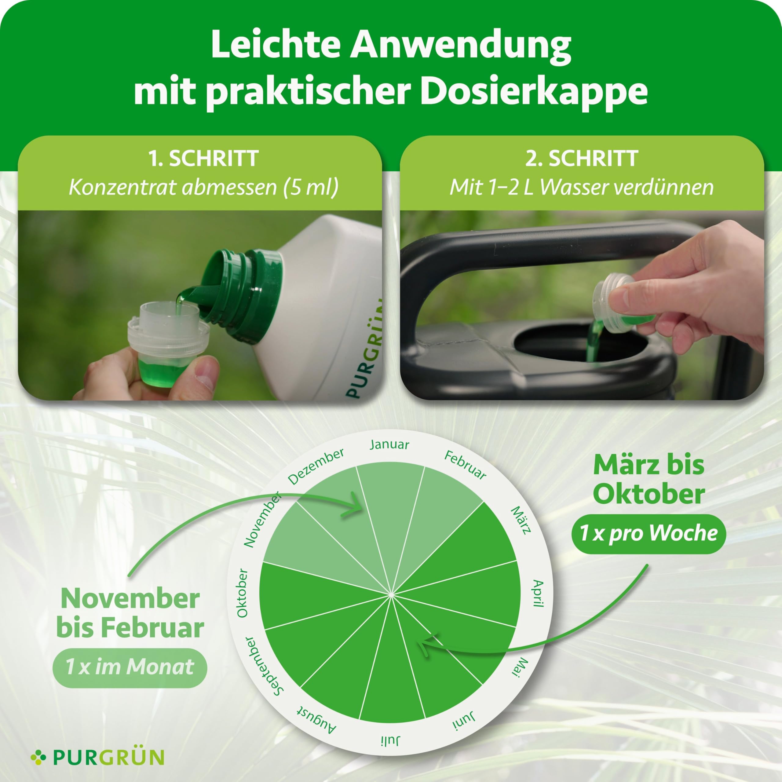 Hanfpalmen-Dünger 1 Liter – Fördert schnelles, gesundes Wachstum – Strahlend grüne Blätter dank Vollspektrum-Nährstoffen – Stärkt die Widerstandskraft – Für bis zu 400 Liter Gießwasser