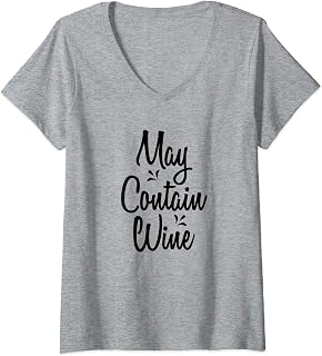Womens May Contain Wine V-Neck T-Shirt