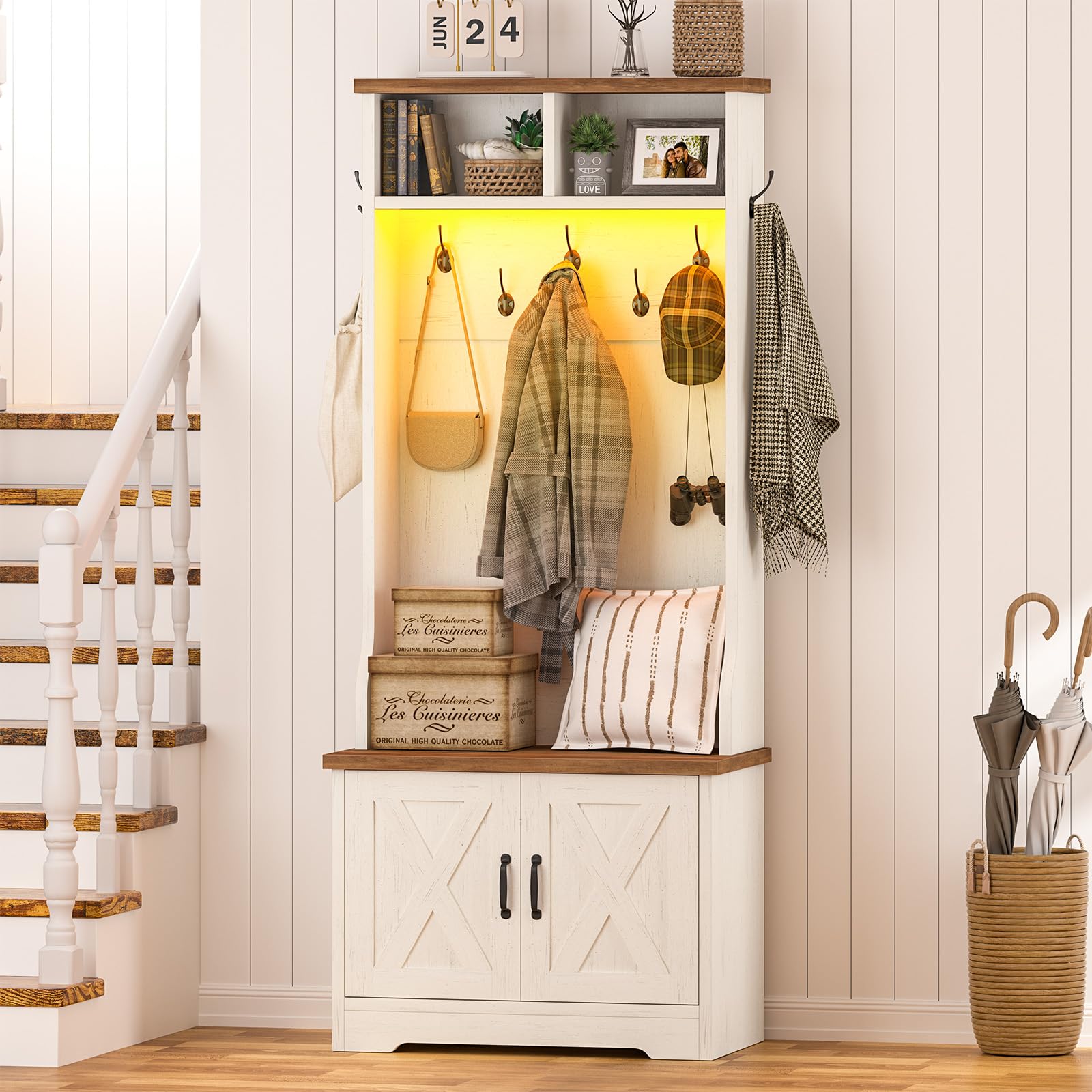 Photo 1 of *** similar product***Small Hall Tree with Bench and Shoe Storage, Coat Rack with Shoe Bench