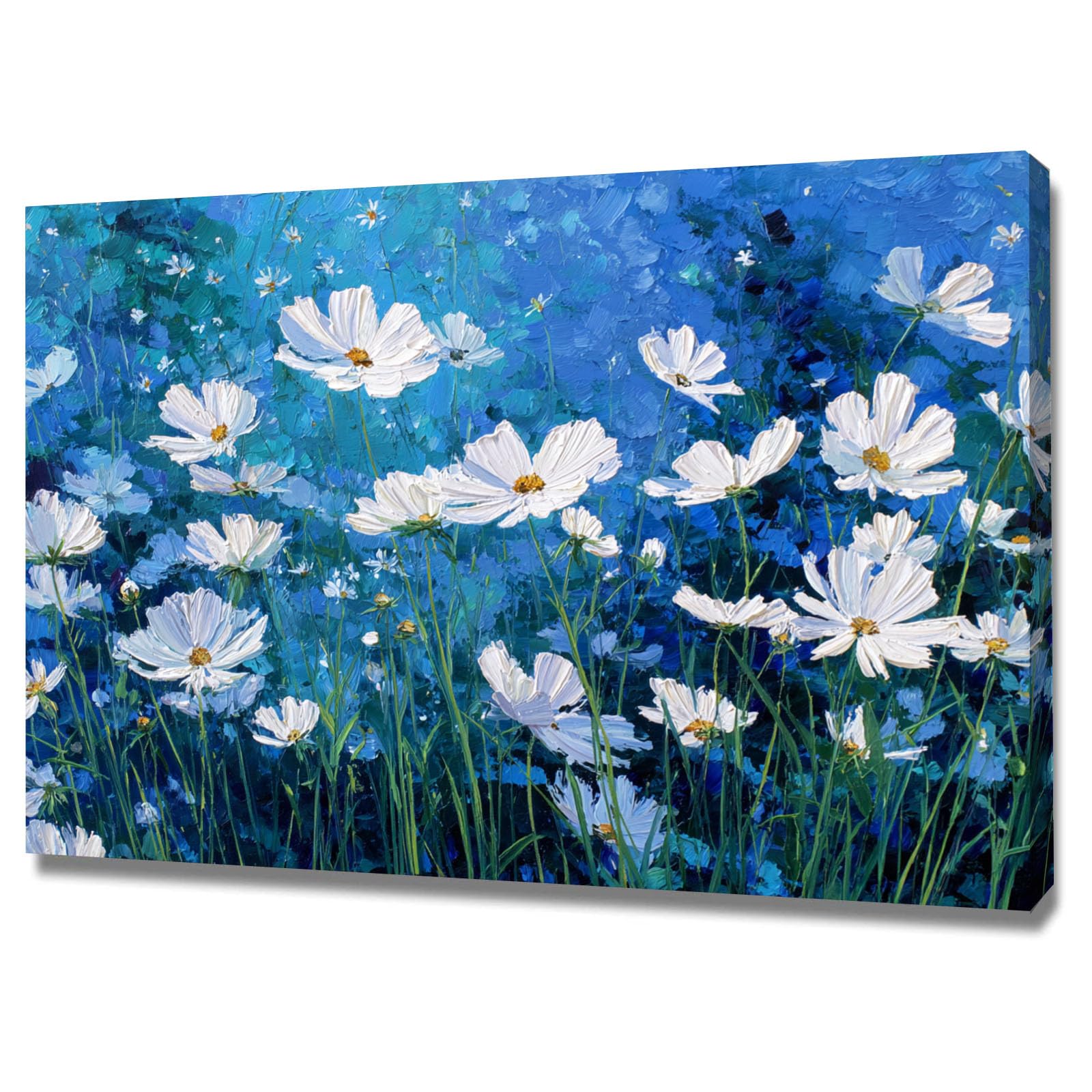 WUFIEA pósteres abstractos de hoja botánica impresa Margaritas Arte Decorativo de la Oficina Sala de Estar（Azul-40x60cm Enmarcado