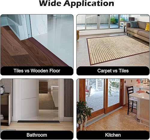 Miniatura 7 de Tira de transición de suelo de alfombra a azulejo, 3.4 pies de vinilo para umbral de puerta, borde de piso, borde de PVC, puerta de azulejo a