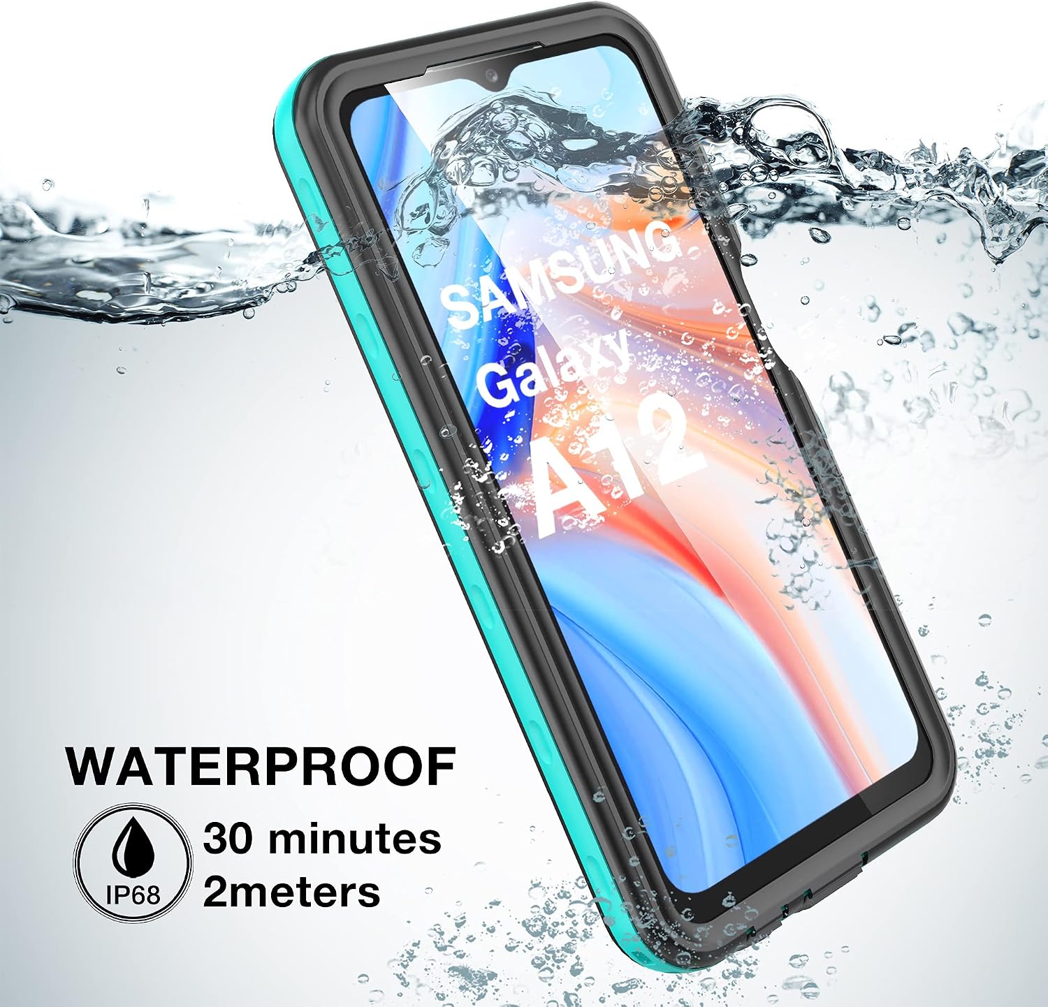 OUCAM Samsung Galaxy A12 Case, Galaxy A12 Case Waterproof Shockproof with Built-in Screen Protector, Full Body Heavy Duty Dustproof Protective Case Cover for Samsung A12 (Blue)
