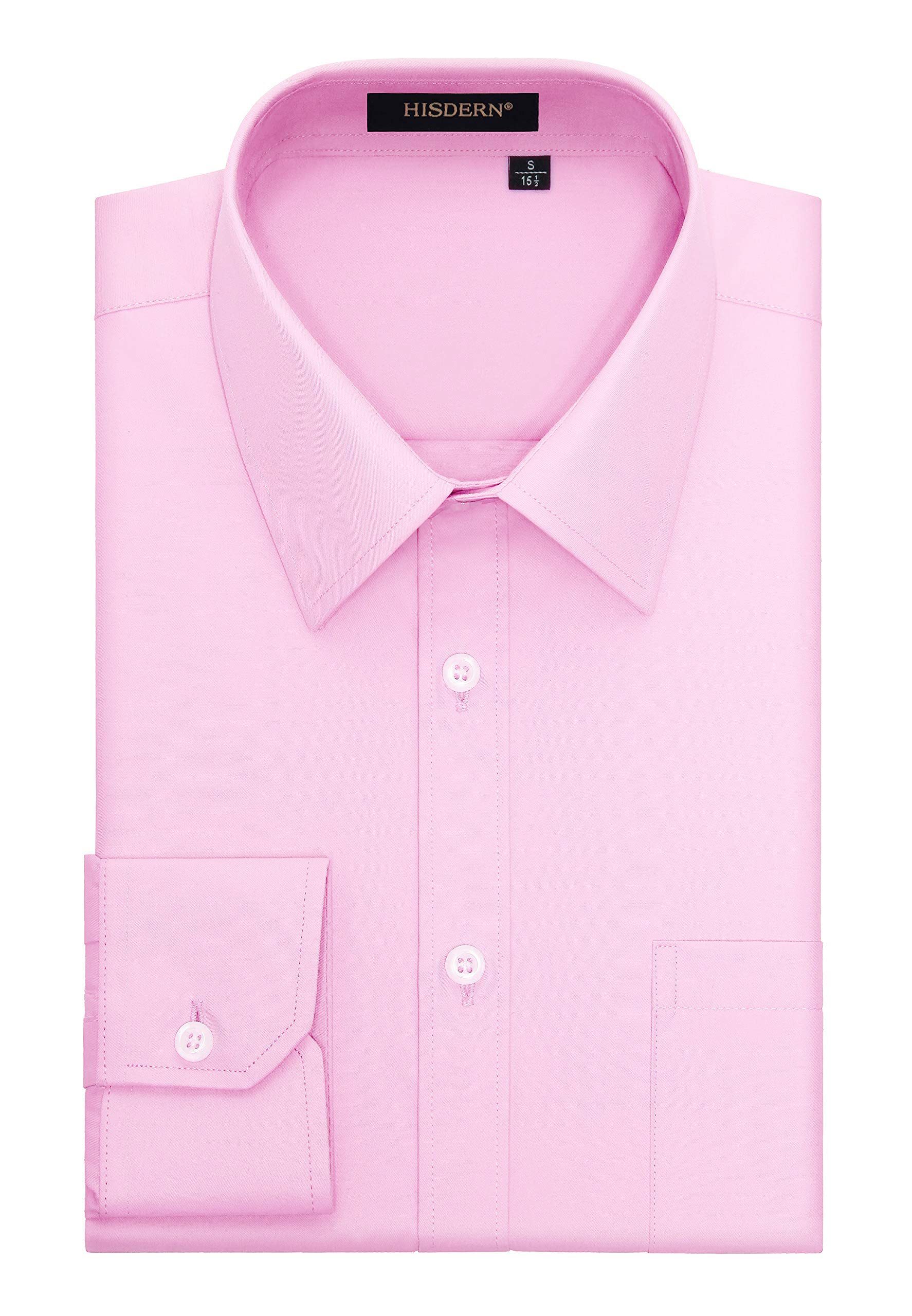 HISDERN Camisa de Vestir Formal para Hombre Camisas de Algodon de Manga Larga con Botones solidos para Hombres