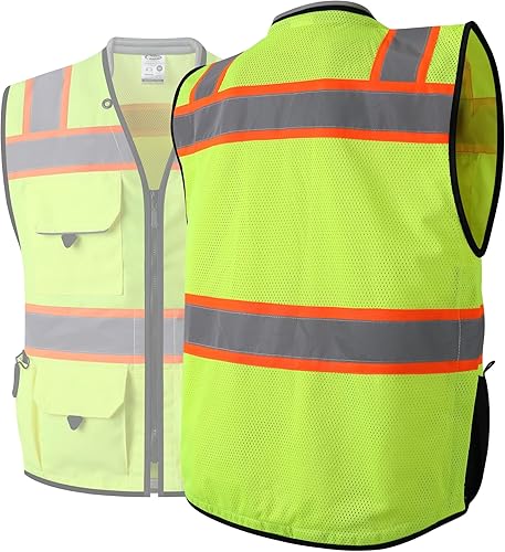 Miniatura 6 de JKSafety Chaleco de seguridad de alta visibilidad para hombres y mujeres, chaleco de trabajo de construcción de malla reflectante de alta