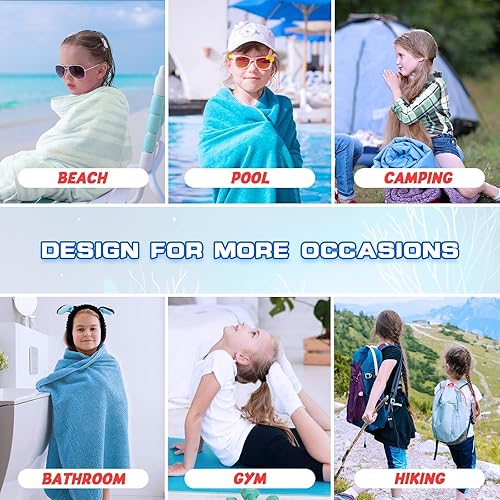 Miniatura 7 de WERNNSAI Toalla de playa de dinosaurio para niñas  30 x 60 pulgadas Axolotl toallas de natación sin arena para niñas, baño, piscina, camping, toalla