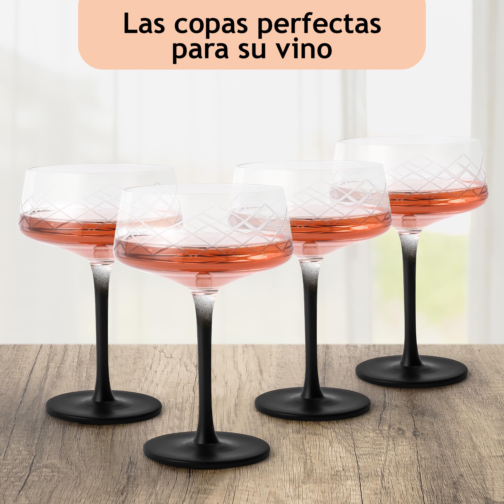 MIAMIO - copas de cóctel 280 ml Crystaluna para cocina | Copas de cóctel de cristal, 280 ml, Crystaluna. Diseño moderno y práctico para la cocina y el día a día.